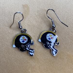 Pittsburgh Steelers Black Enamel Helmet Earrings